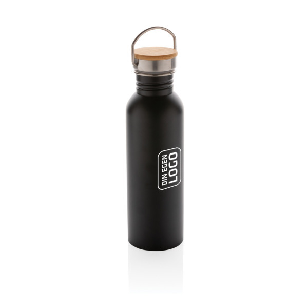 Modern stainless steel flaska med bambulock