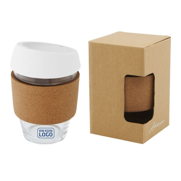 Lidan 360 ml termos i borosilikatglas med korkgrepp och silikonlock