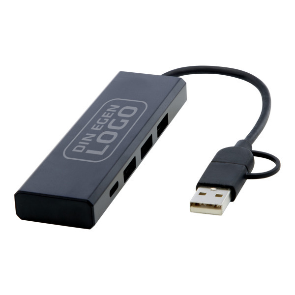 Rise USB 2.0-hubb av RCS-återvunnen aluminium